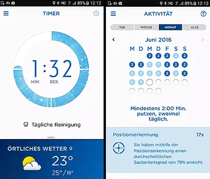 Zähneputzen mit dem Smartphone